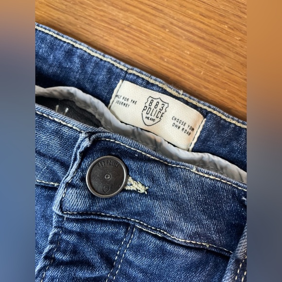 883 Police Jeans Mens W34 L30 Blue Moriarty Biker Distressed Denim Slim Stretch - Picture 9 of 15